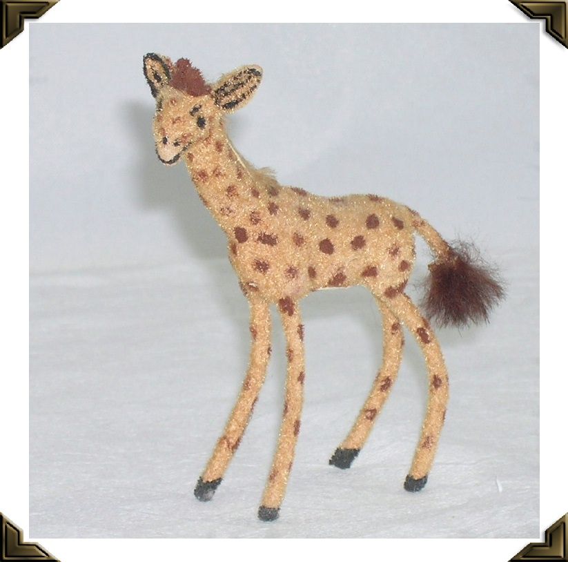 Vintage West Germany Kunstlerschutz Miniature Flocked Giraffe Vintage West Germany Kunstlerschutz Miniature Flocked Giraffe