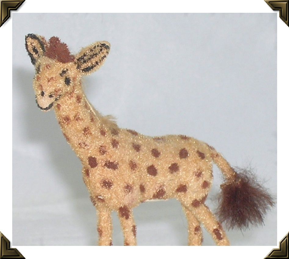 Vintage West Germany Kunstlerschutz Miniature Flocked Giraffe Vintage West Germany Kunstlerschutz Miniature Flocked Giraffe