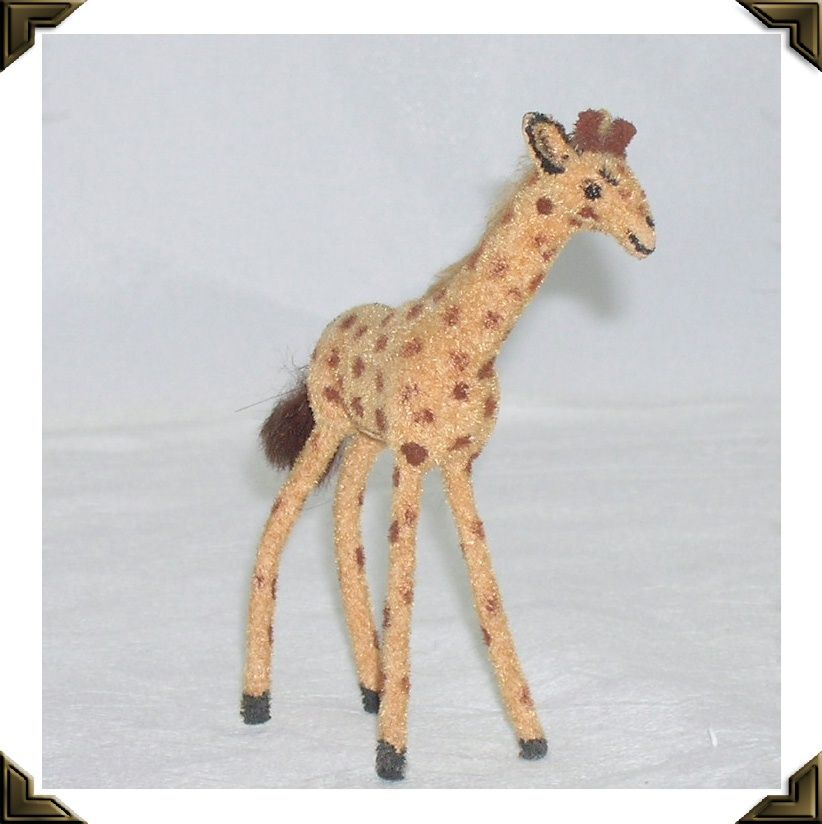 Vintage West Germany Kunstlerschutz Miniature Flocked Giraffe Vintage West Germany Kunstlerschutz Miniature Flocked Giraffe
