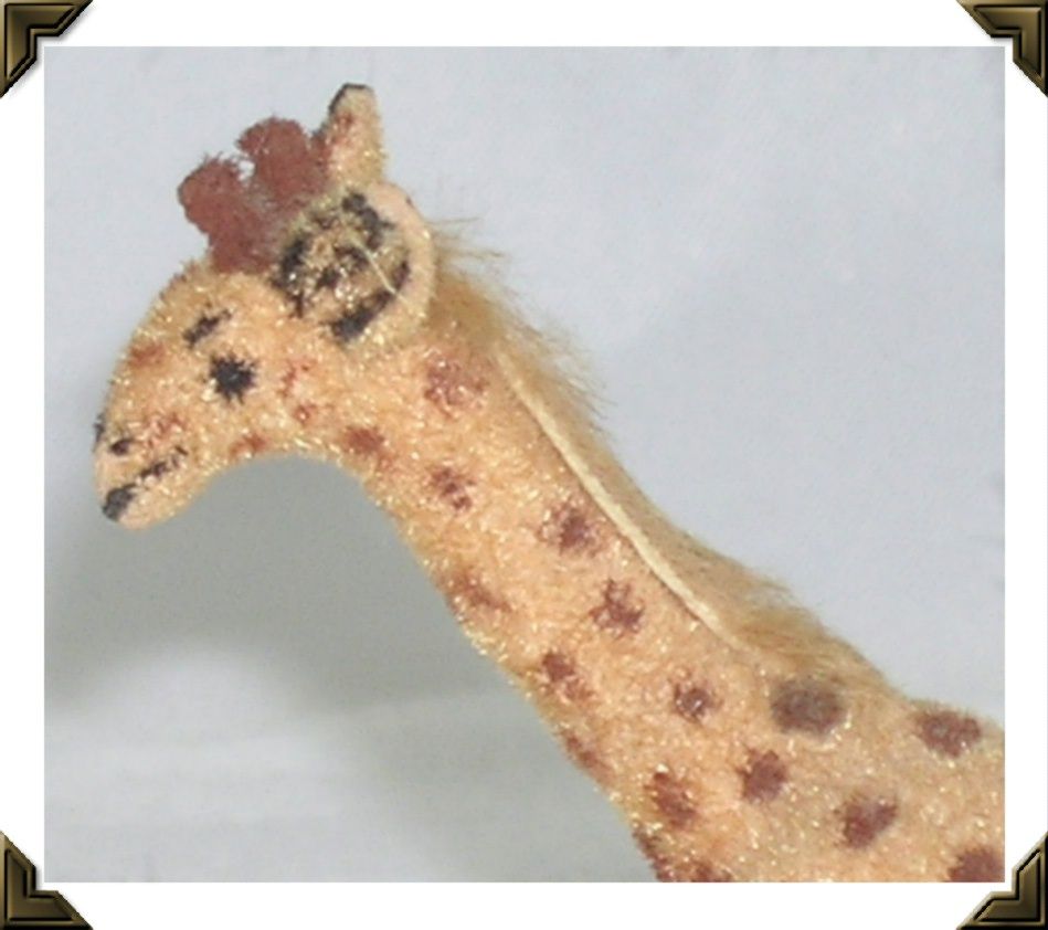 Vintage West Germany Kunstlerschutz Miniature Flocked Giraffe Vintage West Germany Kunstlerschutz Miniature Flocked Giraffe