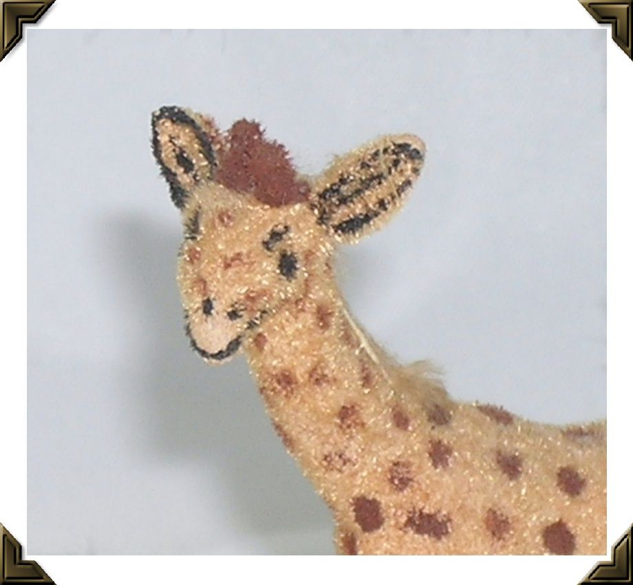 Vintage West Germany Kunstlerschutz Miniature Flocked Giraffe Vintage West Germany Kunstlerschutz Miniature Flocked Giraffe