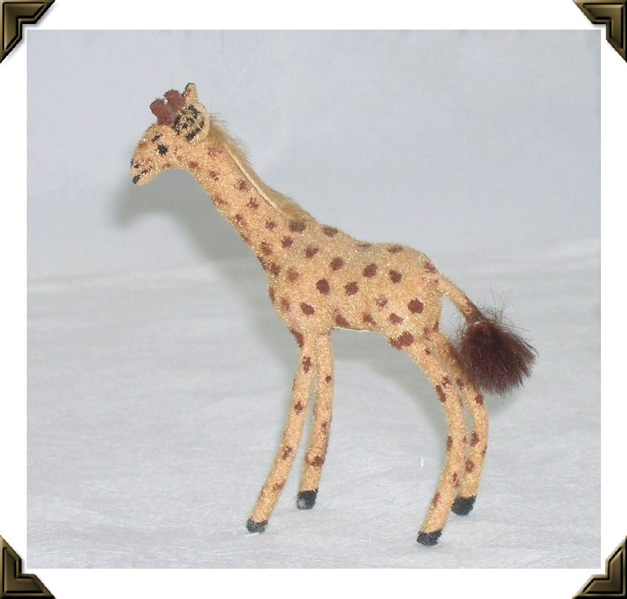 Vintage West Germany Kunstlerschutz Miniature Flocked Giraffe Vintage West Germany Kunstlerschutz Miniature Flocked Giraffe