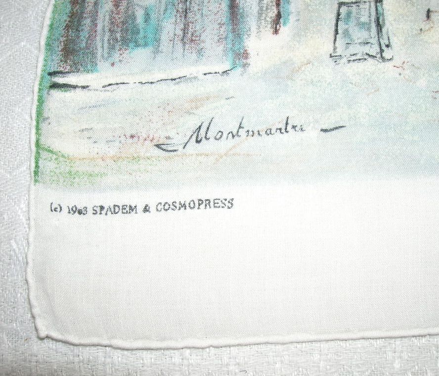 Vintage Handkerchief Hanky Montmartre Artist Maurice Utrillo Vintage Handkerchief Hanky Montmartre Artist Maurice Utrillo