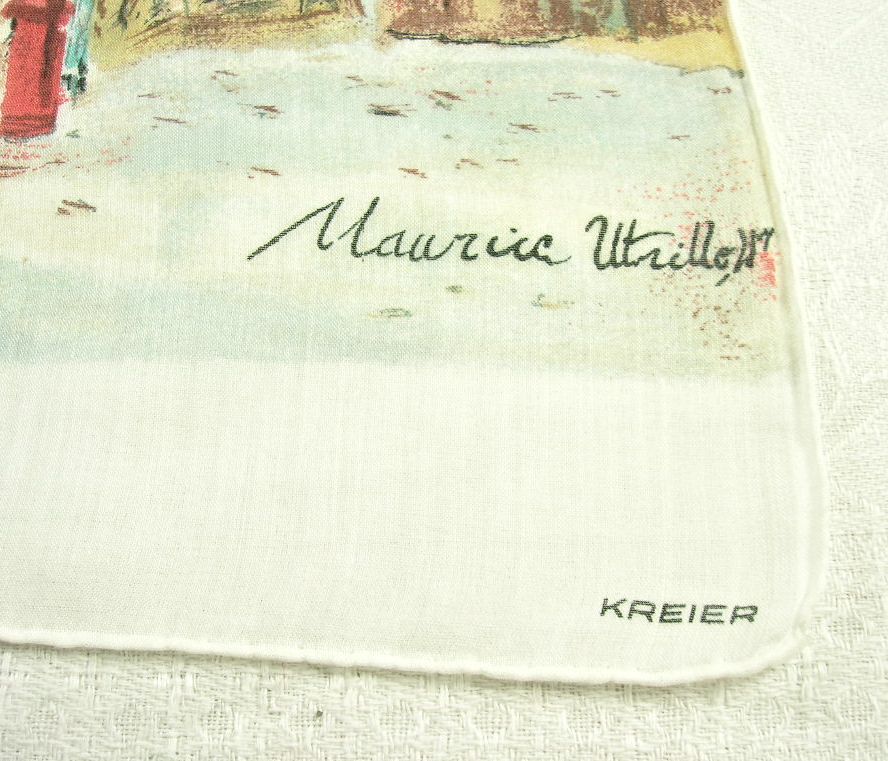 Vintage Handkerchief Hanky Montmartre Artist Maurice Utrillo Vintage Handkerchief Hanky Montmartre Artist Maurice Utrillo