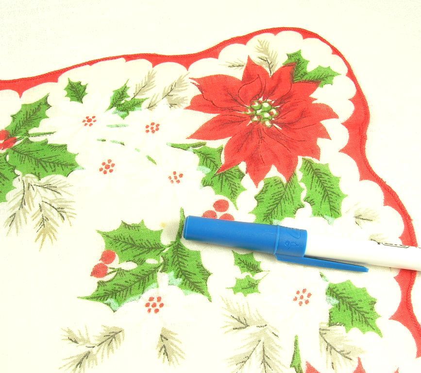 Vintage Christmas Handkerchief/Hanky Poinsettias Holly Pines Vintage Christmas Handkerchief/Hanky Poinsettias Holly Pines