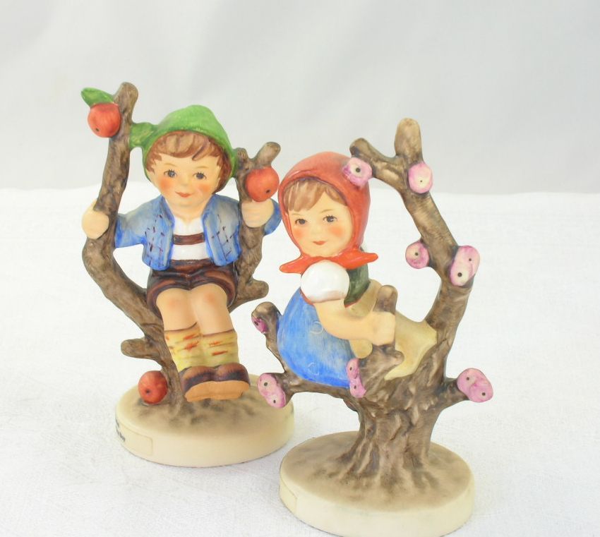 2 Endearing Classic Goebel Hummel Figurines Apple Tree Girl Apple Tree Boy 2 Endearing Classic Goebel Hummel Figurines Apple Tree Girl Apple Tree Boy