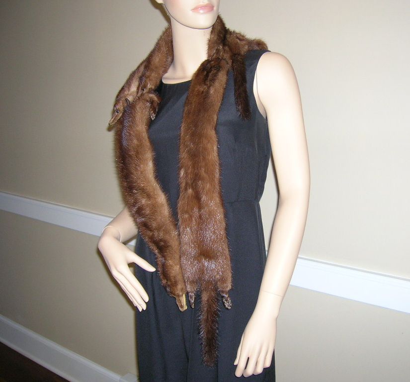 4 Vintage Rich Brown Mink Pelts Stole Collar Shawl 4 Vintage Rich Brown Mink Pelts Stole Collar Shawl