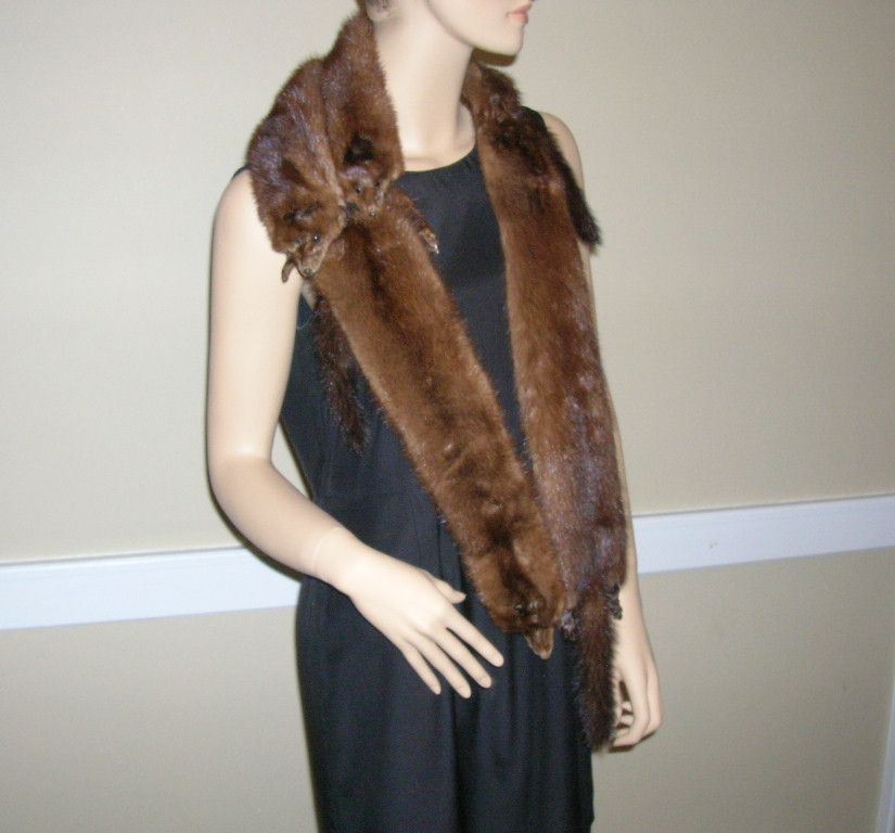4 Vintage Rich Brown Mink Pelts Stole Collar Shawl 4 Vintage Rich Brown Mink Pelts Stole Collar Shawl