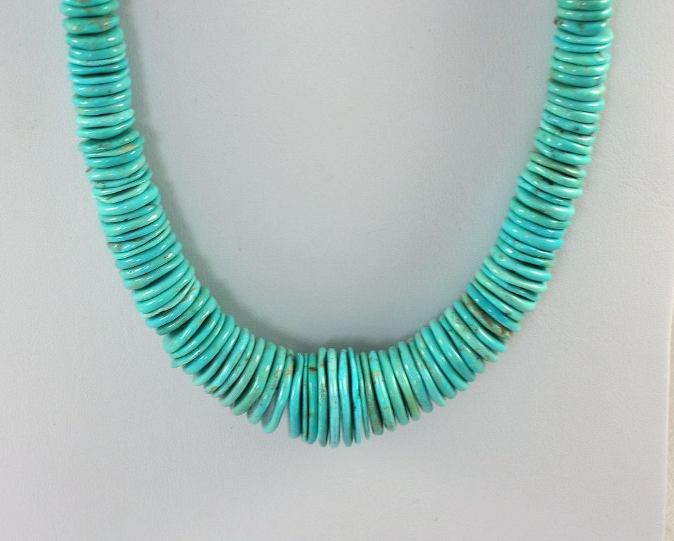 Gorgeous Vintage Native American Turquoise Necklace Rondelle Beads Gorgeous Vintage Native American Turquoise Necklace Rondelle Beads