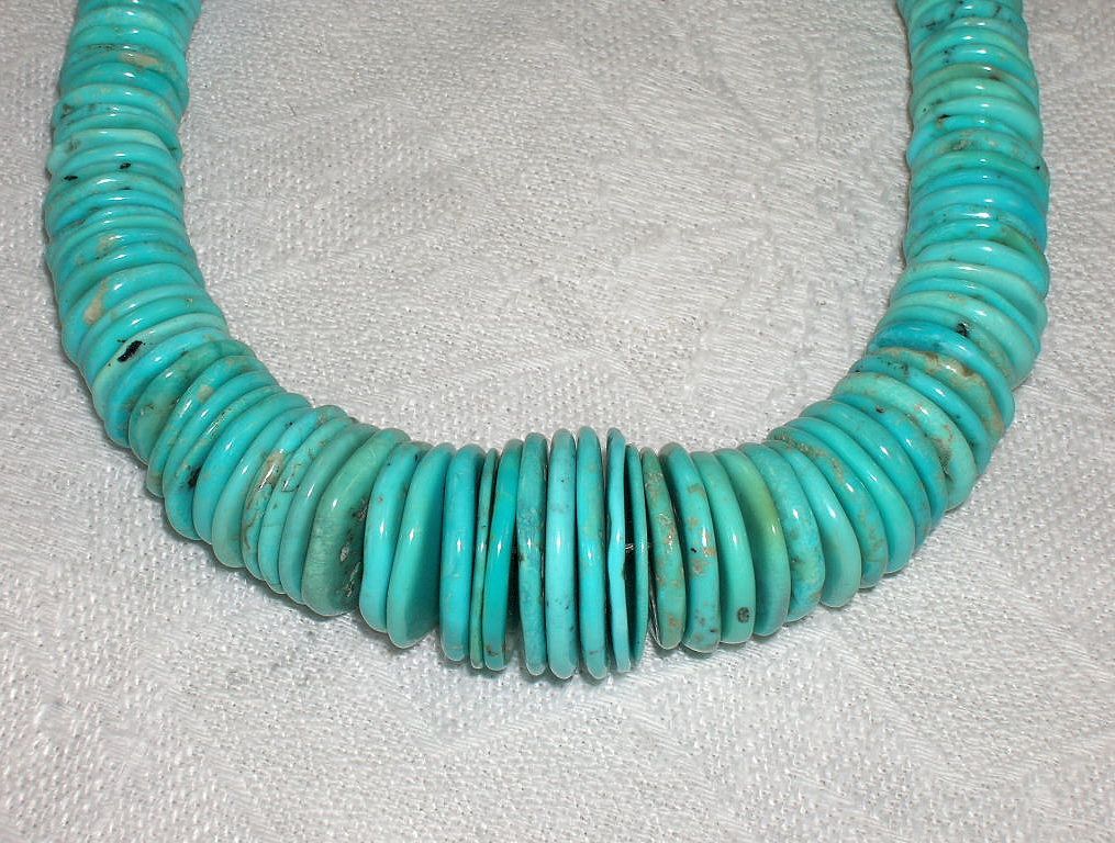 Gorgeous Vintage Native American Turquoise Necklace Rondelle Beads Gorgeous Vintage Native American Turquoise Necklace Rondelle Beads