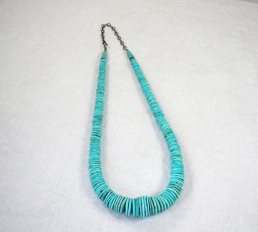 Gorgeous Vintage Native American Turquoise Necklace Rondelle Beads Gorgeous Vintage Native American Turquoise Necklace Rondelle Beads