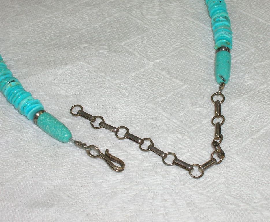 Gorgeous Vintage Native American Turquoise Necklace Rondelle Beads Gorgeous Vintage Native American Turquoise Necklace Rondelle Beads