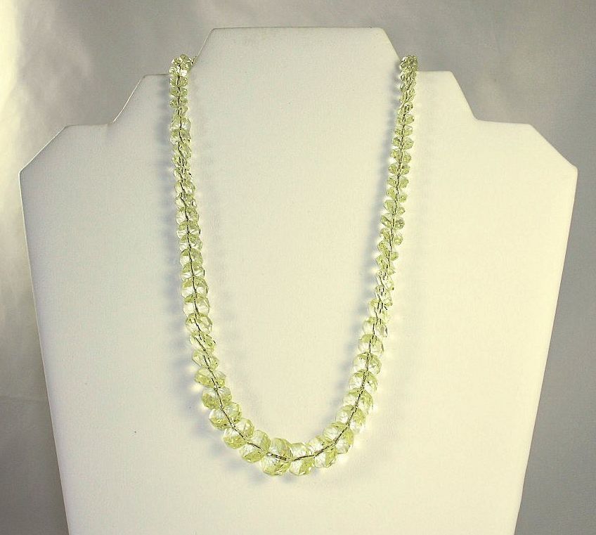 Stunning Vintage Faceted Rondelle Crystal Bead Single Strand Necklace ~ Stunning Vintage Faceted Rondelle Crystal Bead Single Strand Necklace ~