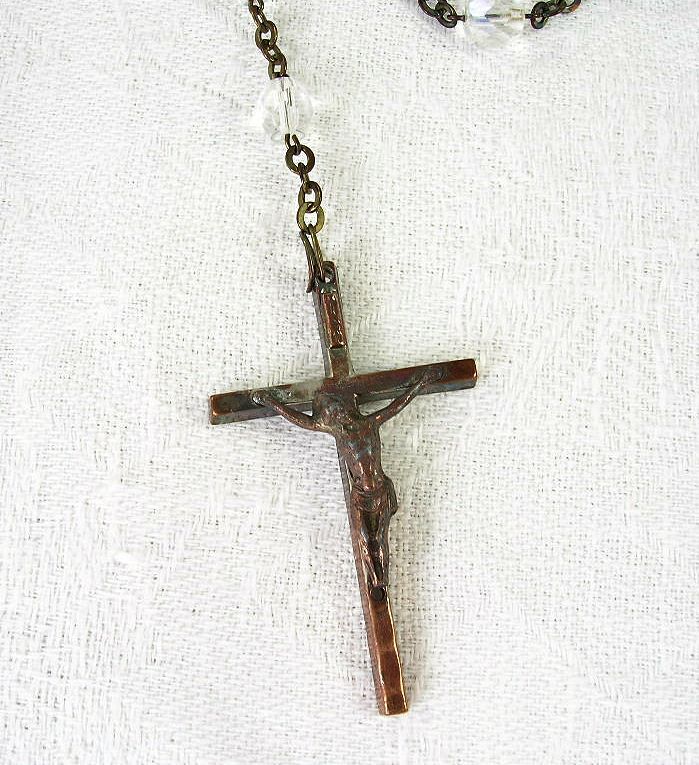 Lovely Vintage Catholic Religious Rosary Faceted AB Crystals Italy Lovely Vintage Catholic Religious Rosary Faceted AB Crystals Italy