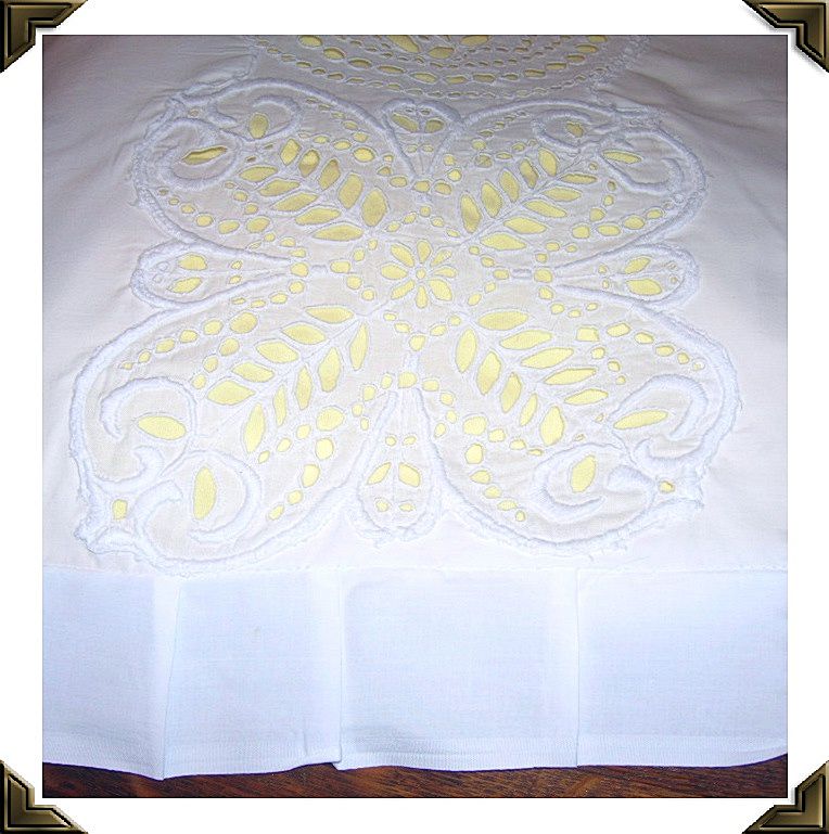 Gorgeous Single Vintage Embroidered Open Work Pillow Sham Cover Cotton Gorgeous Single Vintage Embroidered Open Work Pillow Sham Cover Cotton