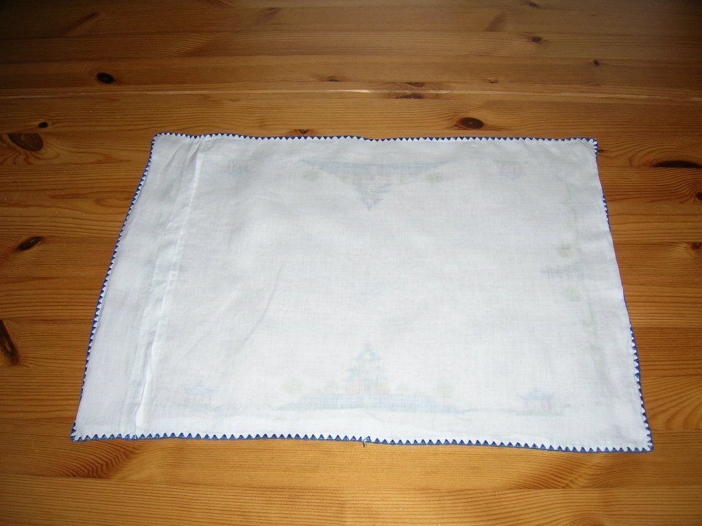 Darling Vintage White Baby Doll Pillow Sham/Case Cross Stitch Asian Pagoda Design Darling Vintage White Baby Doll Pillow Sham/Case Cross Stitch Asian Pagoda Design