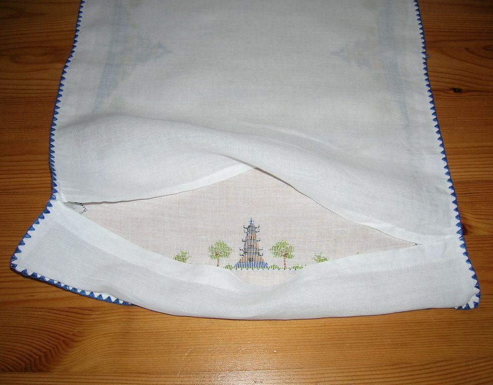 Darling Vintage White Baby Doll Pillow Sham/Case Cross Stitch Asian Pagoda Design Darling Vintage White Baby Doll Pillow Sham/Case Cross Stitch Asian Pagoda Design