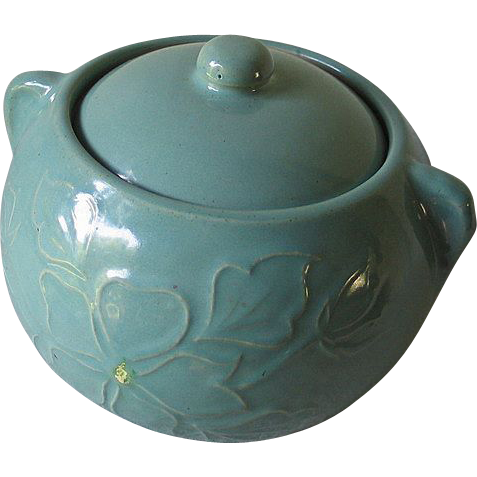 Vintage Aqua Teal Stoneware Cookie Jar Bean Pot with Lid 2.5 Qt Vintage Aqua Teal Stoneware Cookie Jar Bean Pot with Lid 2.5 Qt
