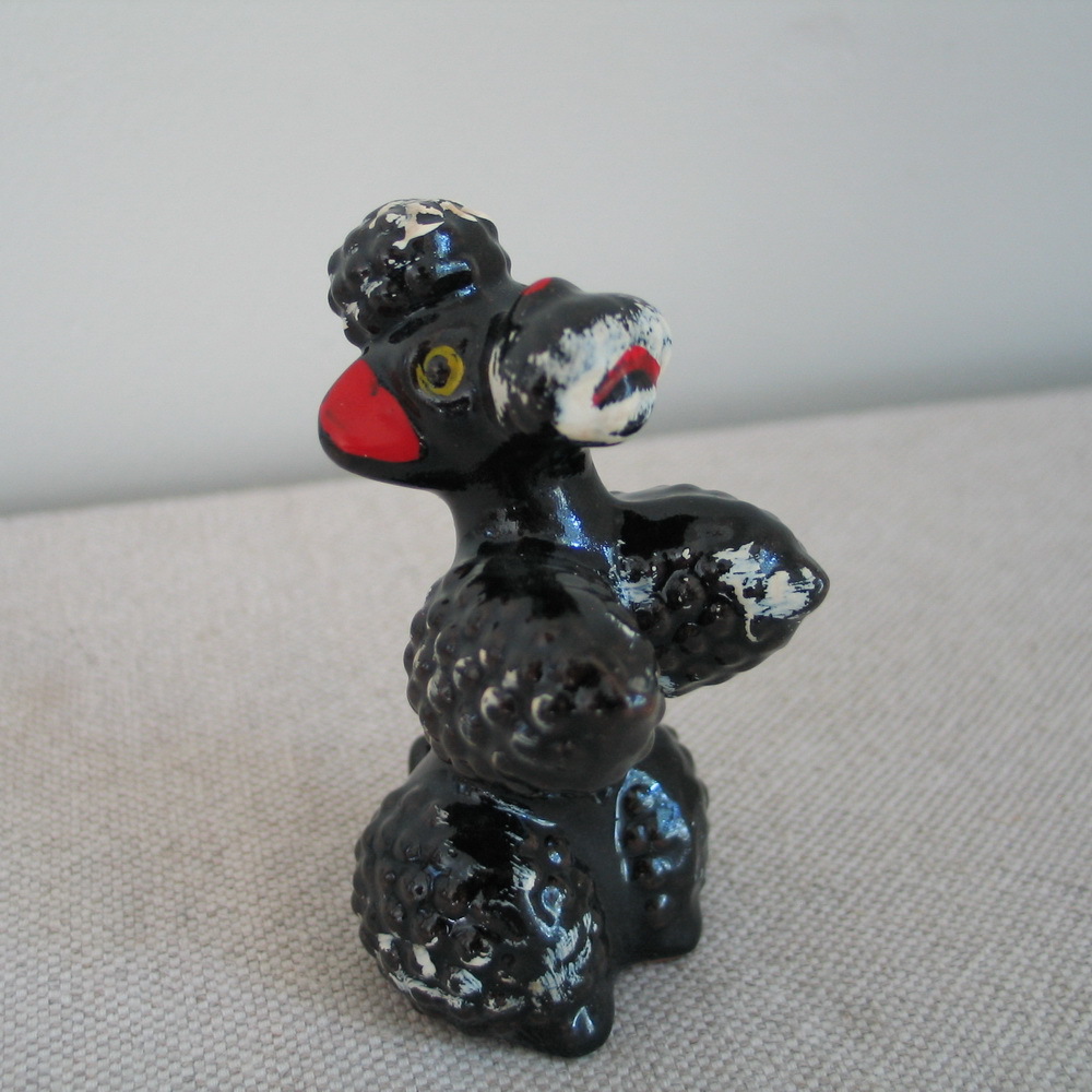 vintage black poodle figurine