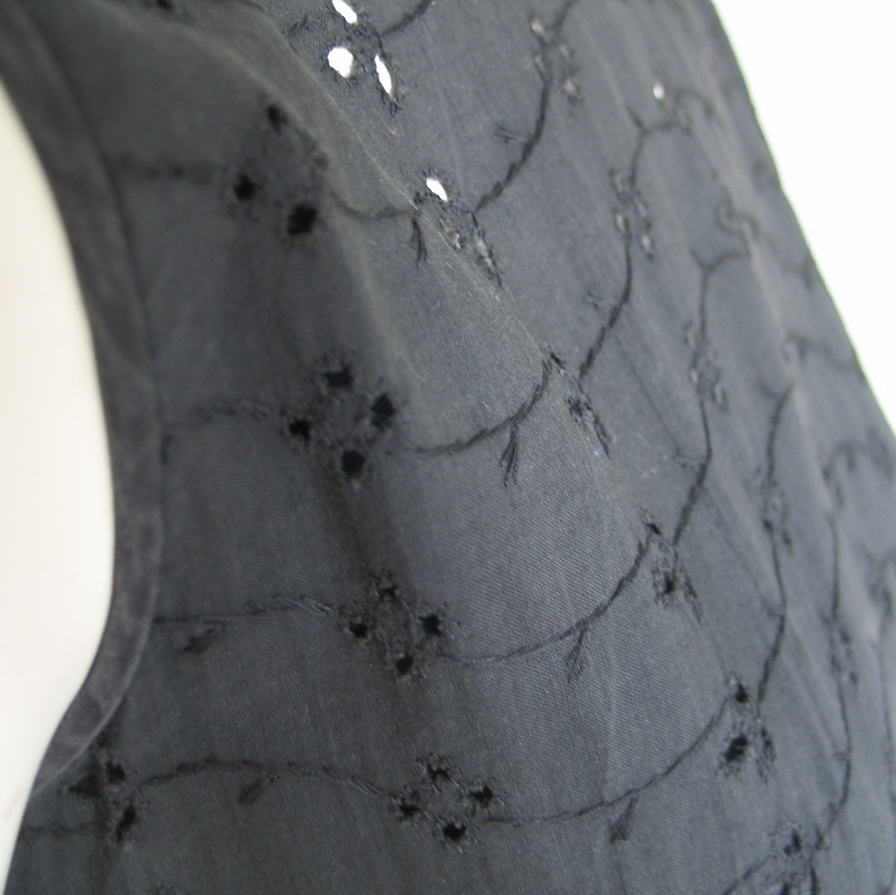 Vintage 1960s Black Eyelet Summer Sheath Dress M Vintage 1960s Black Eyelet Summer Sheath Dress M