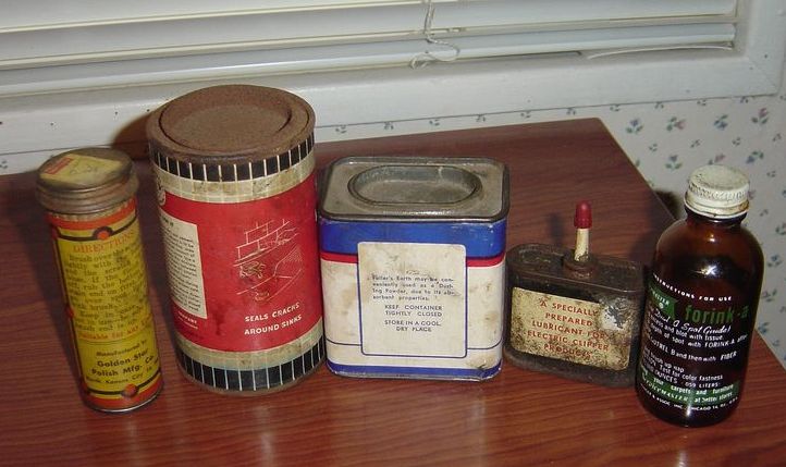 Five Vintage Home Improvement Product Tins Five Vintage Home Improvement Product Tins