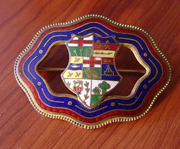 Vintage Guilloche Coat of Arms Heraldic Pin c. 1905 Vintage Guilloche Coat of Arms Heraldic Pin c. 1905
