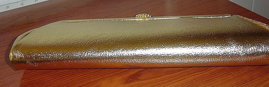 Gold Lame` with Glitter and Rhinestone Accent Convertible Clutch Evening Bag Purse Gold Lame` with Glitter and Rhinestone Accent Convertible Clutch Evening Bag Purse