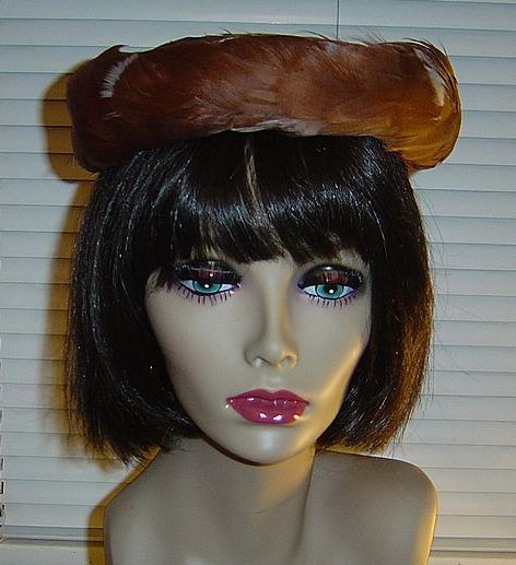 Vintage 1950's Elegant Brown and White Feather Hat Vintage 1950's Elegant Brown and White Feather Hat