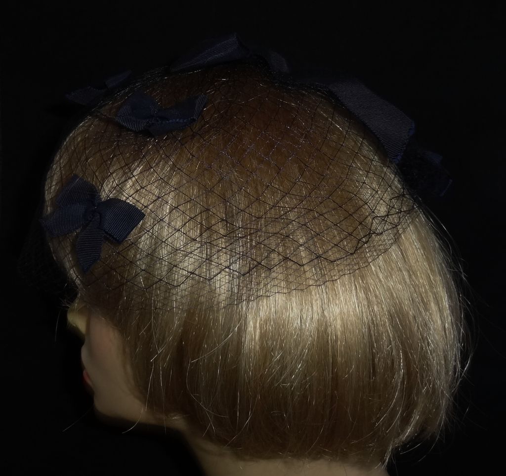 Vintage 1950's Dark Blue Whimsey or Church Hat Vintage 1950's Dark Blue Whimsey or Church Hat