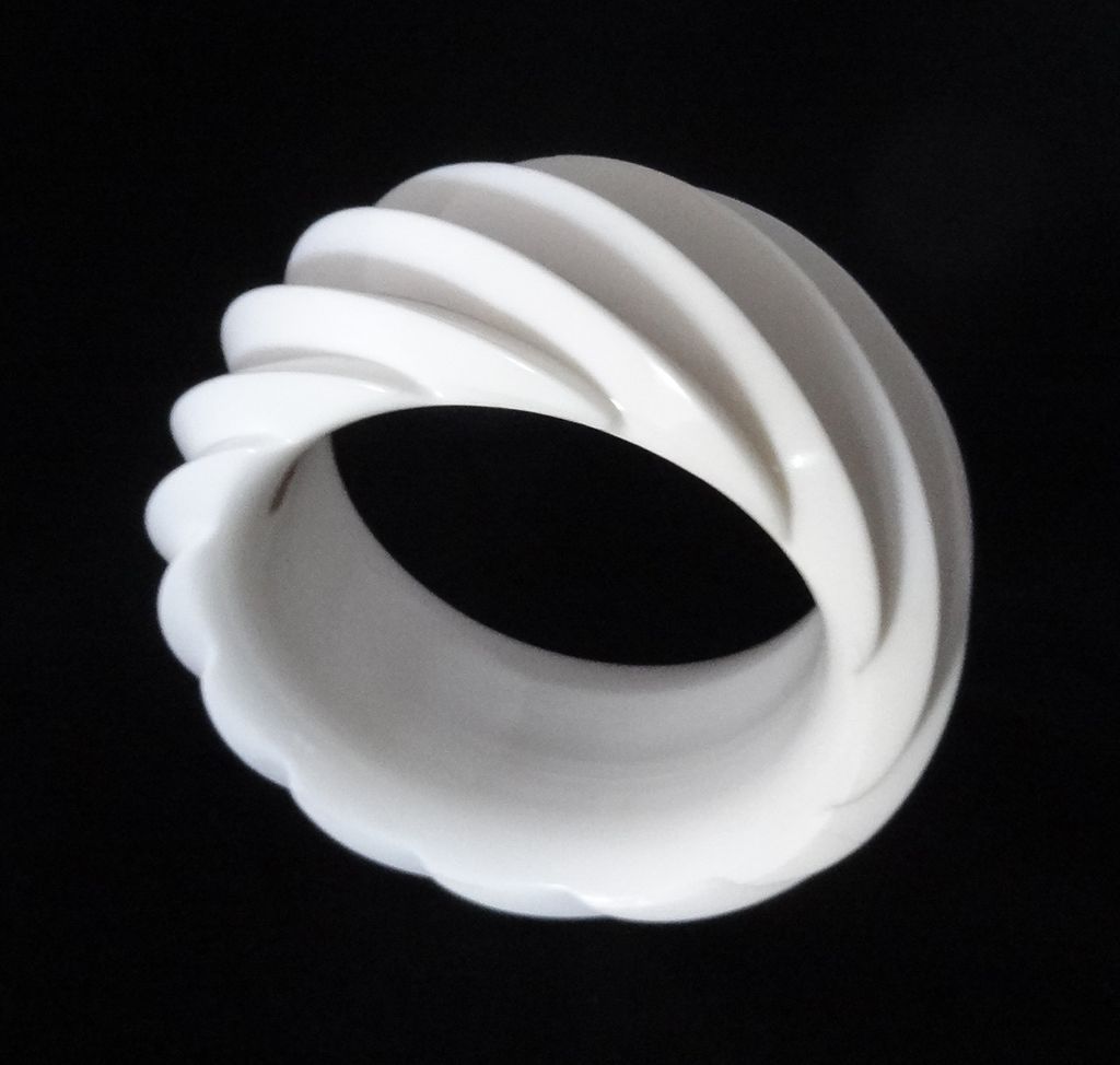 HUGE White Spiral Molded Plastic Bangle Bracelet Made in Western Germany HUGE White Spiral Molded Plastic Bangle Bracelet Made in Western Germany