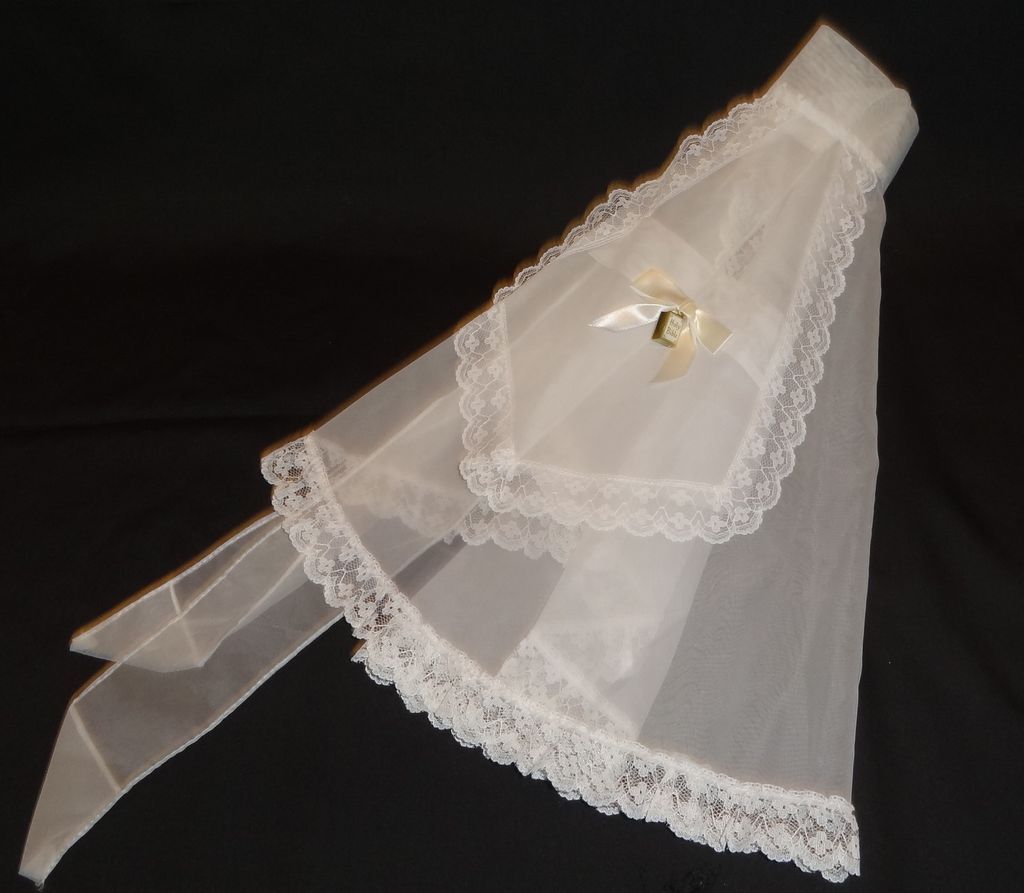 Vintage Sheer White Wedding/Church Apron with Holy Bible Charm Vintage Sheer White Wedding/Church Apron with Holy Bible Charm