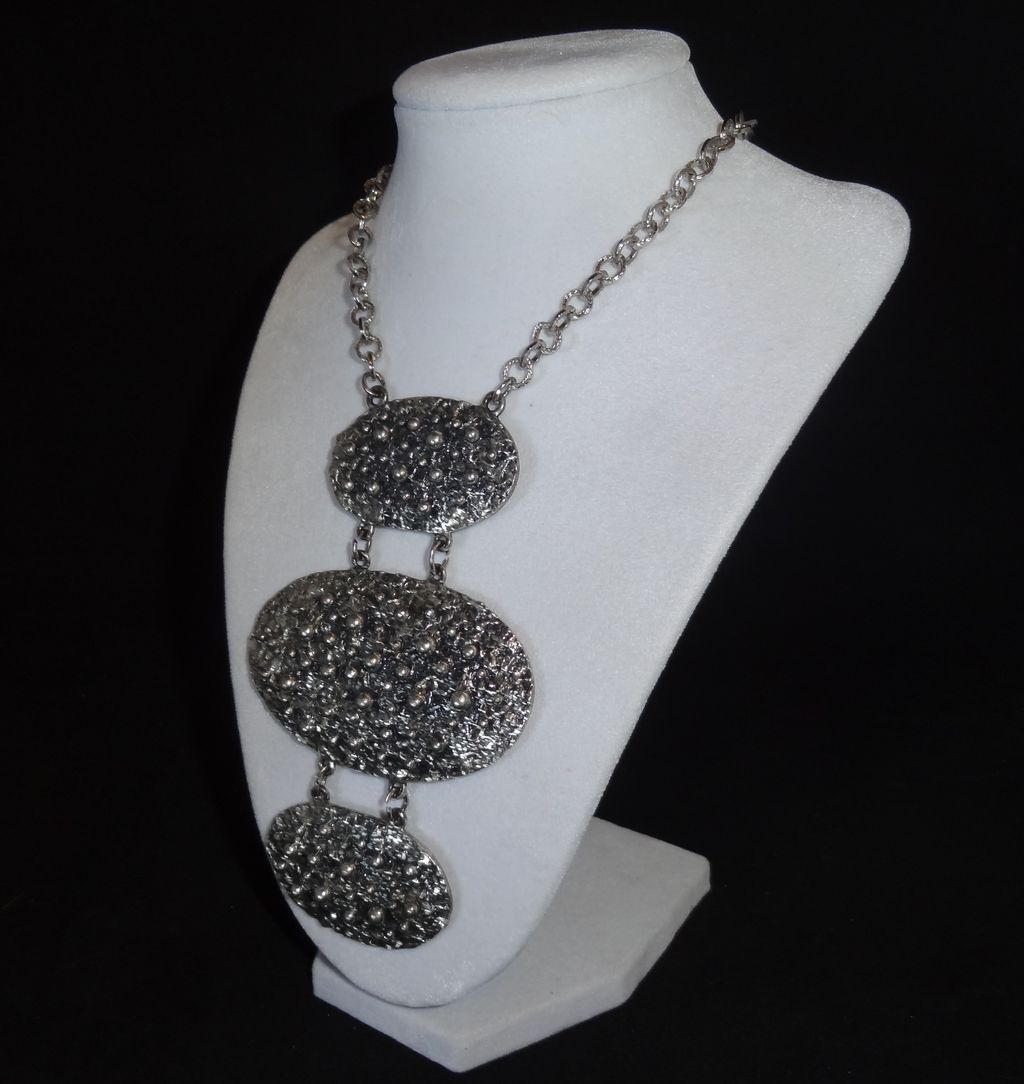 Vintage Napier HUGE Runway Modernist Silver Tone Metal Necklace Vintage Napier HUGE Runway Modernist Silver Tone Metal Necklace