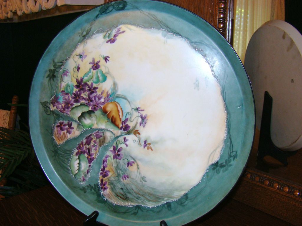T & V Limoges France Handpainted & Artist Signed Tray ~ "Wild Violets" T & V Limoges France Handpainted & Artist Signed Tray ~ "Wild Violets"