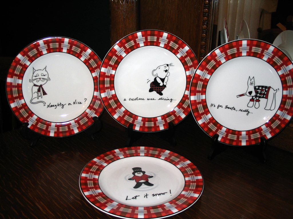 New Santa's Little Helpers Accent Salad Plates ~ Studio Nova New Santa's Little Helpers Accent Salad Plates ~ Studio Nova
