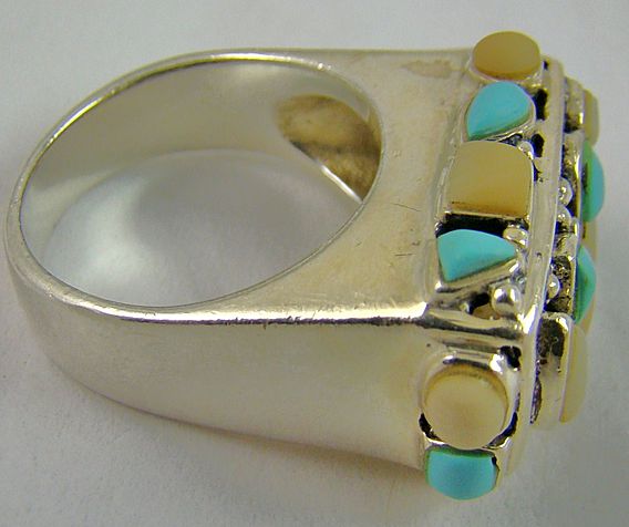 Pink and Blue Turquoise Sterling Silver Ring ~ Thailand Pink and Blue Turquoise Sterling Silver Ring ~ Thailand