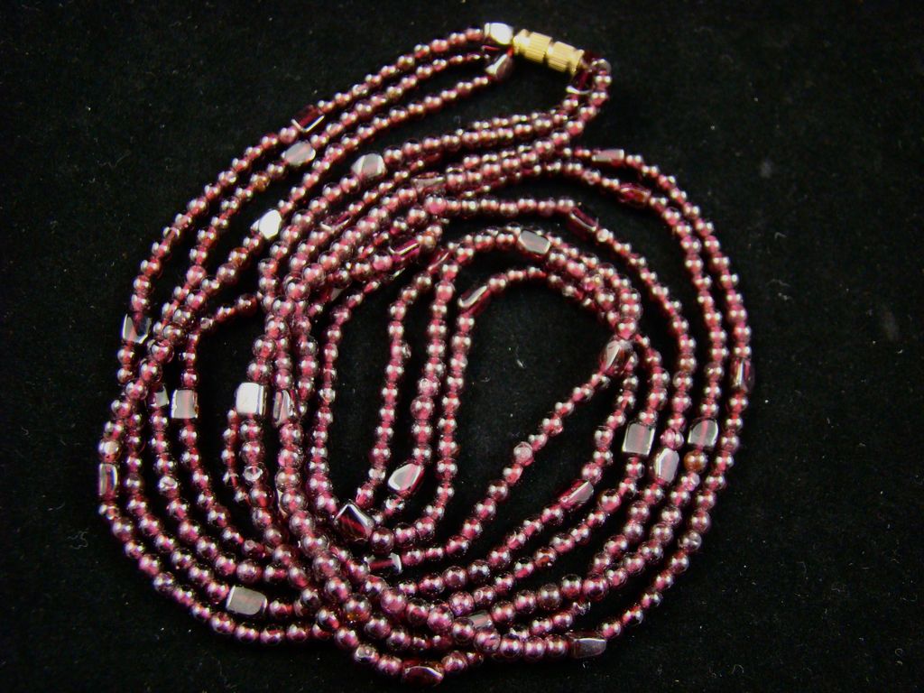 Garnet Bead Triple Strand Necklace Garnet Bead Triple Strand Necklace