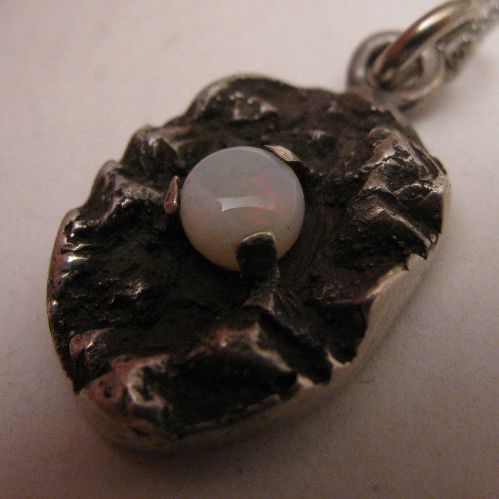 Vintage Hand Made Sterling Silver Mod Opal Pendant Necklace Vintage Hand Made Sterling Silver Mod Opal Pendant Necklace