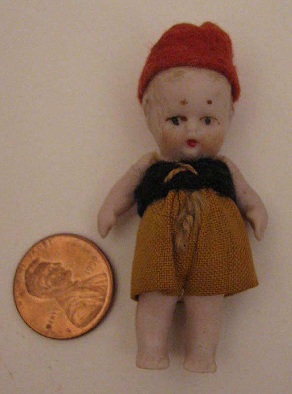 Chubby German Miniature 2.125" Pink Tint All Bisque Doll Chubby German Miniature 2.125" Pink Tint All Bisque Doll