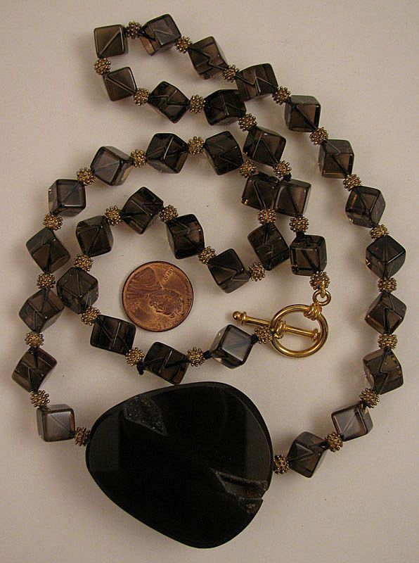 25" Amber Crystal & GP Bead Necklace w/ Druzy Agate Centerpiece 25" Amber Crystal & GP Bead Necklace w/ Druzy Agate Centerpiece