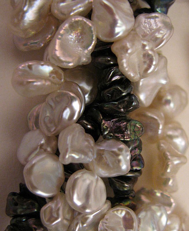 16" Fresh Water White & Peacock Cultured Pearl 5 Strand Torsade Necklace 16" Fresh Water White & Peacock Cultured Pearl 5 Strand Torsade Necklace