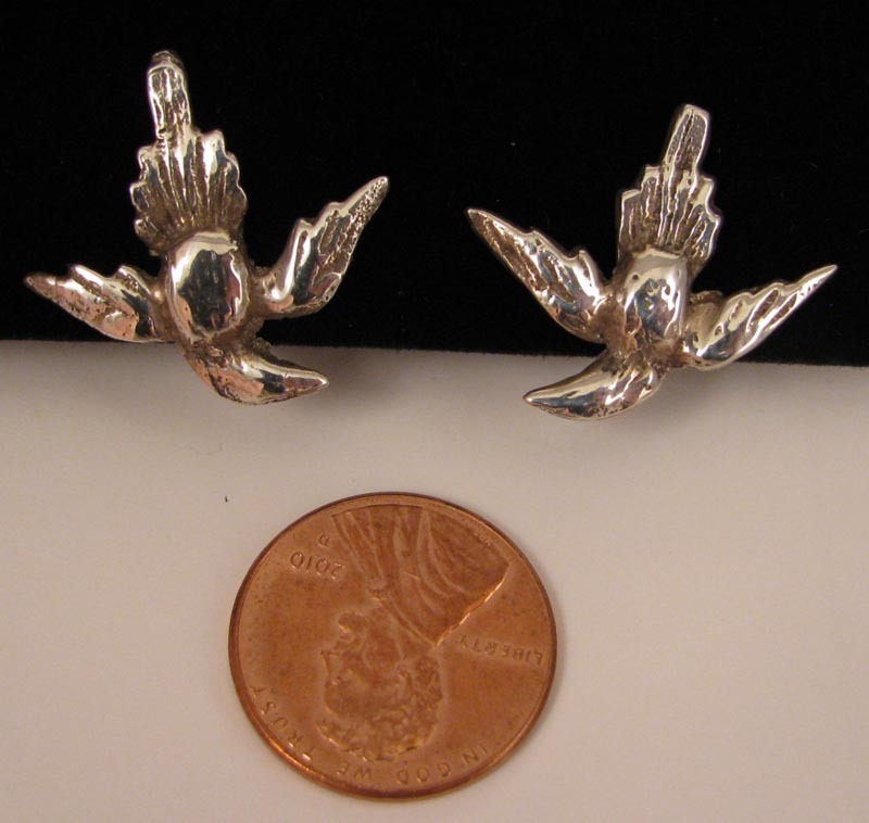 c.1900 Sterling Silver Flying Swallow Bird Earrings c.1900 Sterling Silver Flying Swallow Bird Earrings