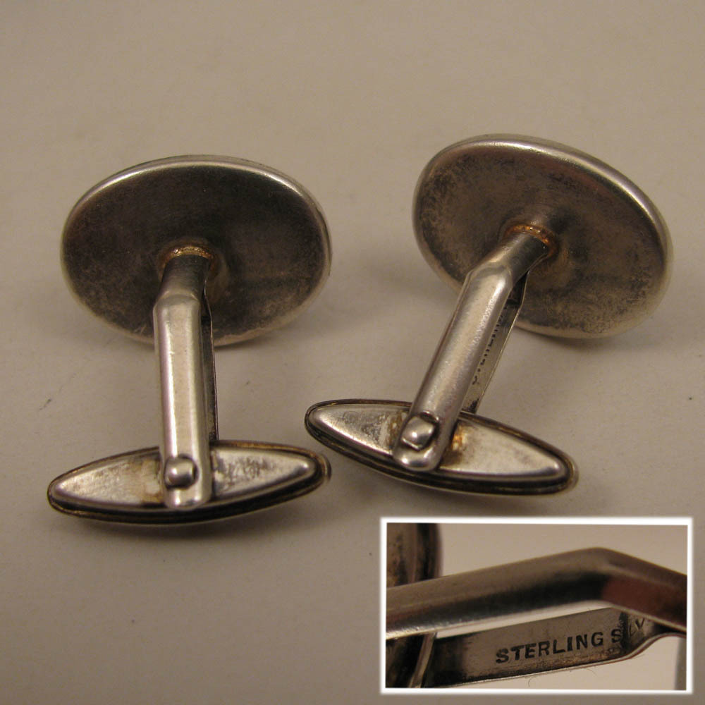 1970s Vintage Sterling Silver Blue John Stone Cufflinks in Box 1970s Vintage Sterling Silver Blue John Stone Cufflinks in Box