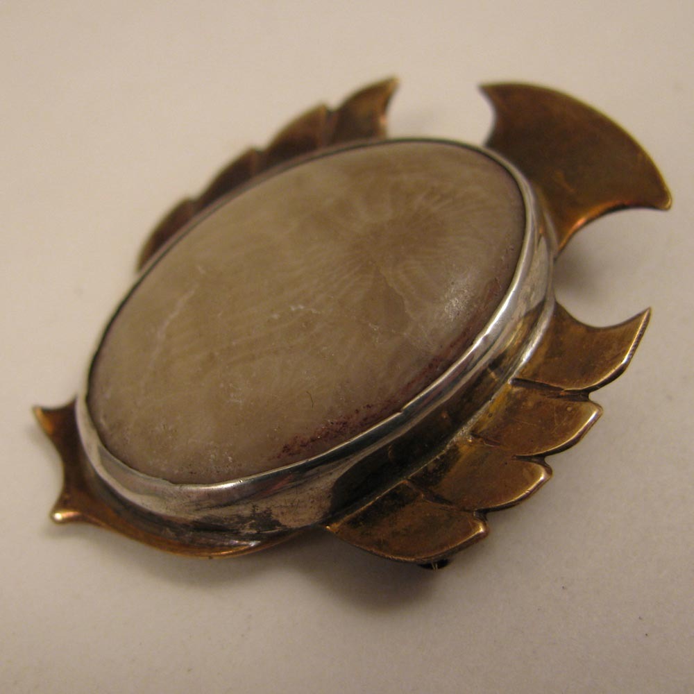 Vintage Fossilized Coral Fish Brooch Vintage Fossilized Coral Fish Brooch