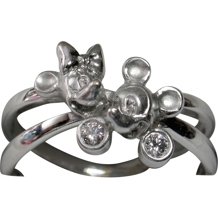 Disney Mickey  Minnie 18k Diamond EngagementPromise Ring - Unique ...