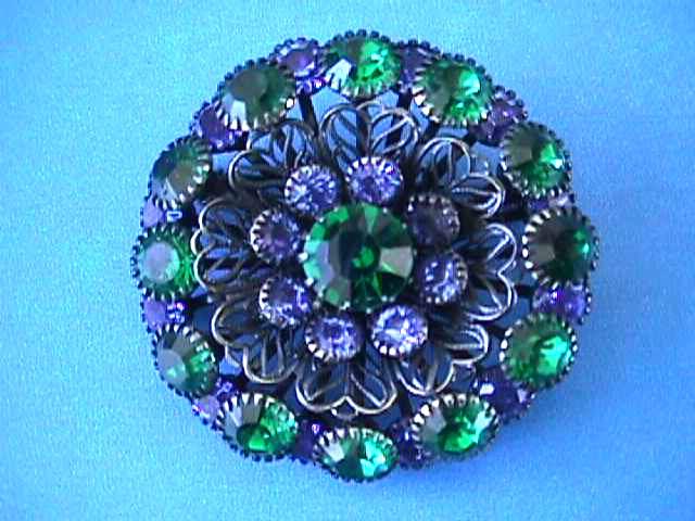 Stunning Rhinestone Brooch Blue Green Pin Vintage Stunning Rhinestone Brooch Blue Green Pin Vintage