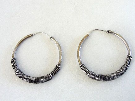 Sterling Balinese Hoop Earrings Large Sterling Balinese Hoop Earrings Large