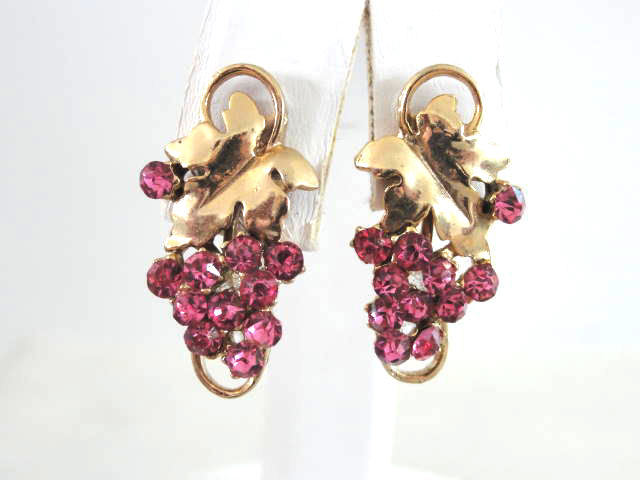 Lisner Pink Rhinestone Earrings Elegant Lisner Pink Rhinestone Earrings Elegant