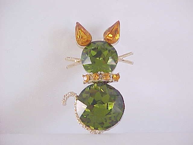 Dodds Kitty Cat Pin Green Orange Vintage Gorgeous! Dodds Kitty Cat Pin Green Orange Vintage Gorgeous!
