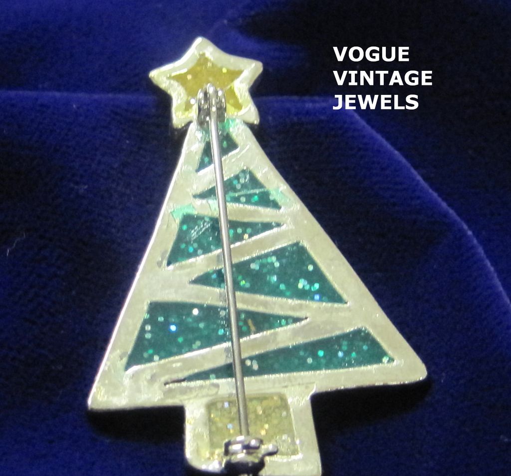 Vintage green and yellow confetti Christmas tree pin Vintage green and yellow confetti Christmas tree pin