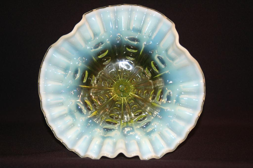 Dugan Glass Co. Topaz Opalescent Glass Compote Dugan Glass Co. Topaz Opalescent Glass Compote